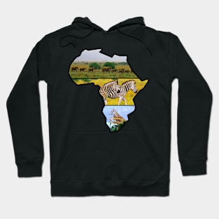 African Wildlife Continent Collage Hoodie